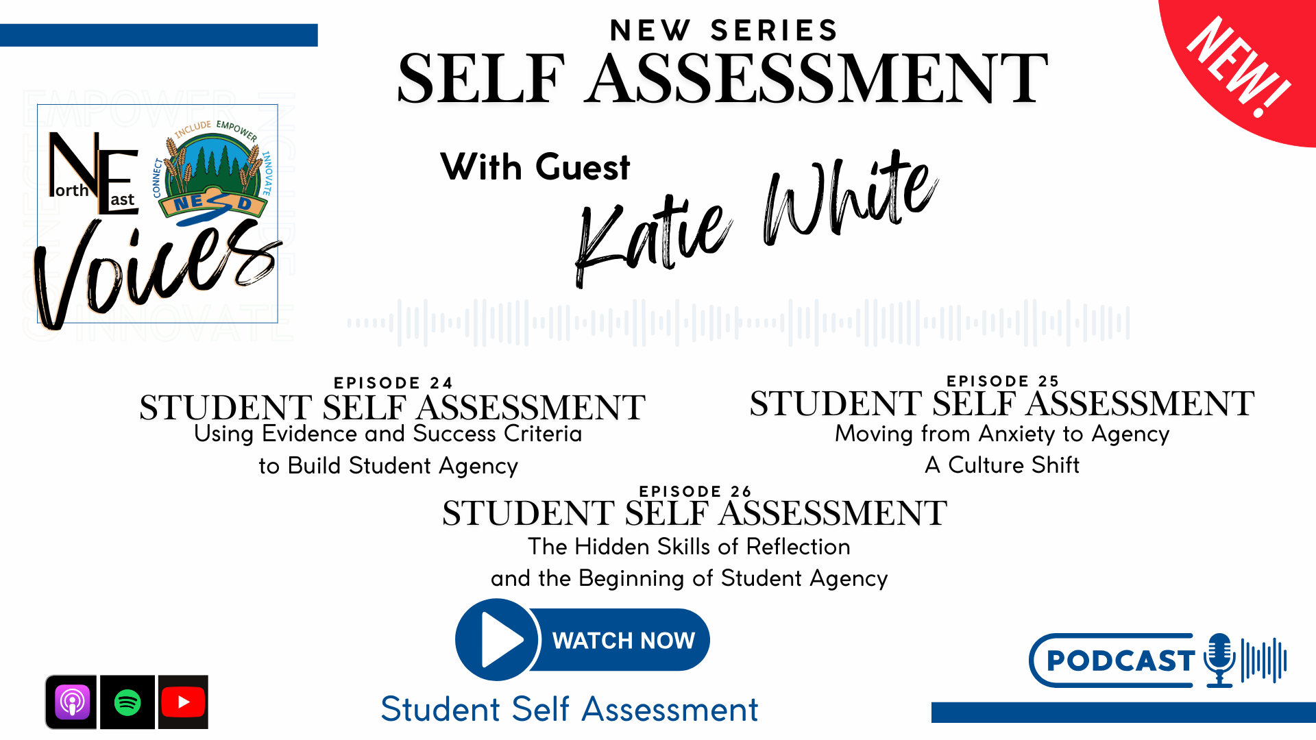 Graphic with titles of 3 Self Assessment podcasts 